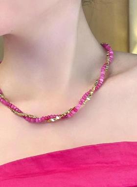 紫罗兰双层叠戴锁骨链女百搭甜辣