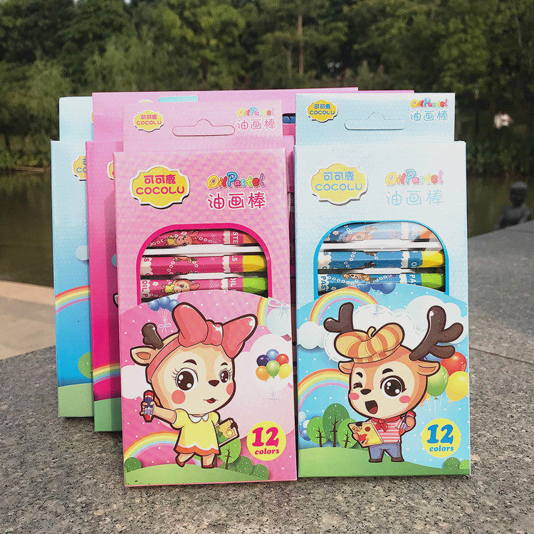 卡通油画棒12-18-24色可水洗多色儿童绘画笔 儿童蜡笔文具批发