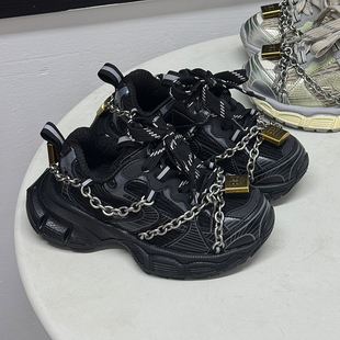 儿童运动鞋 子炸街潮鞋 2025新款 男女童鞋 秋季 同心锁铁链巴黎老爹鞋