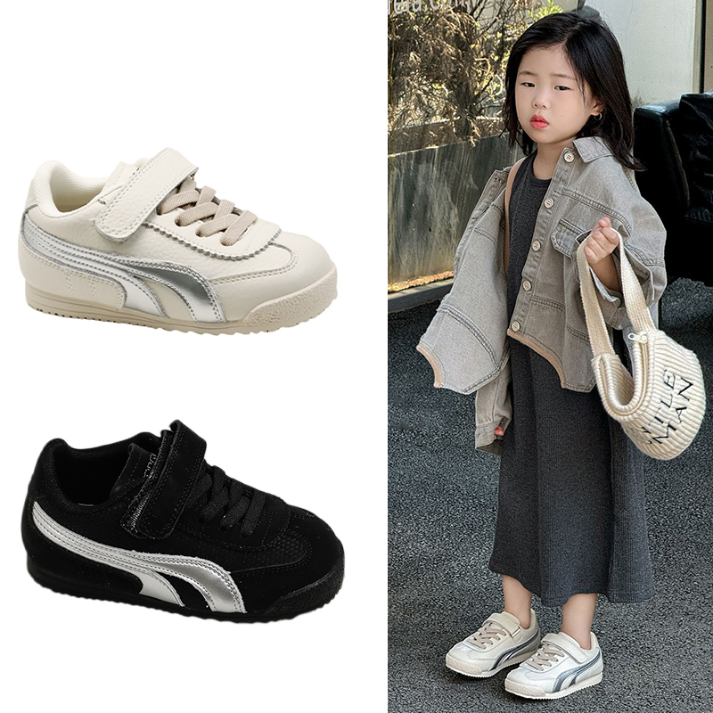 儿童阿甘鞋女童板鞋2025新款春秋软底轻便跑步运动鞋幼儿园小白鞋