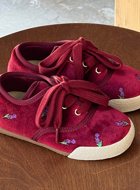 【ASM正品】丝绒绣花儿童潮板鞋