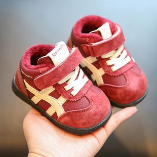 宝宝鞋子冬季加绒阿甘鞋男童运动鞋小童棉鞋女童休闲板鞋学步鞋潮