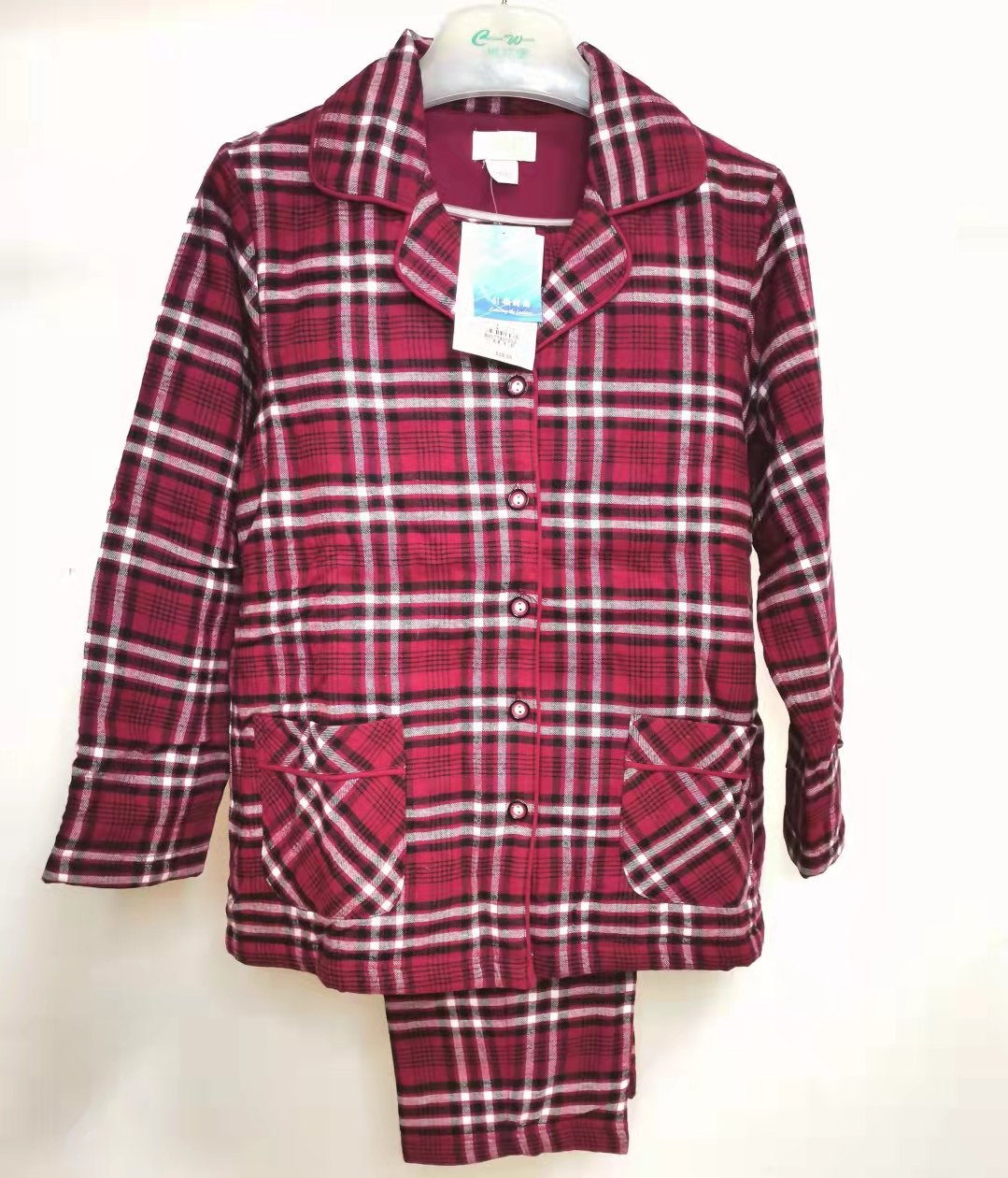 棉花堡家居服女士梭织布夹棉睡衣棉袄加厚保暖秋冬全棉舒适套装