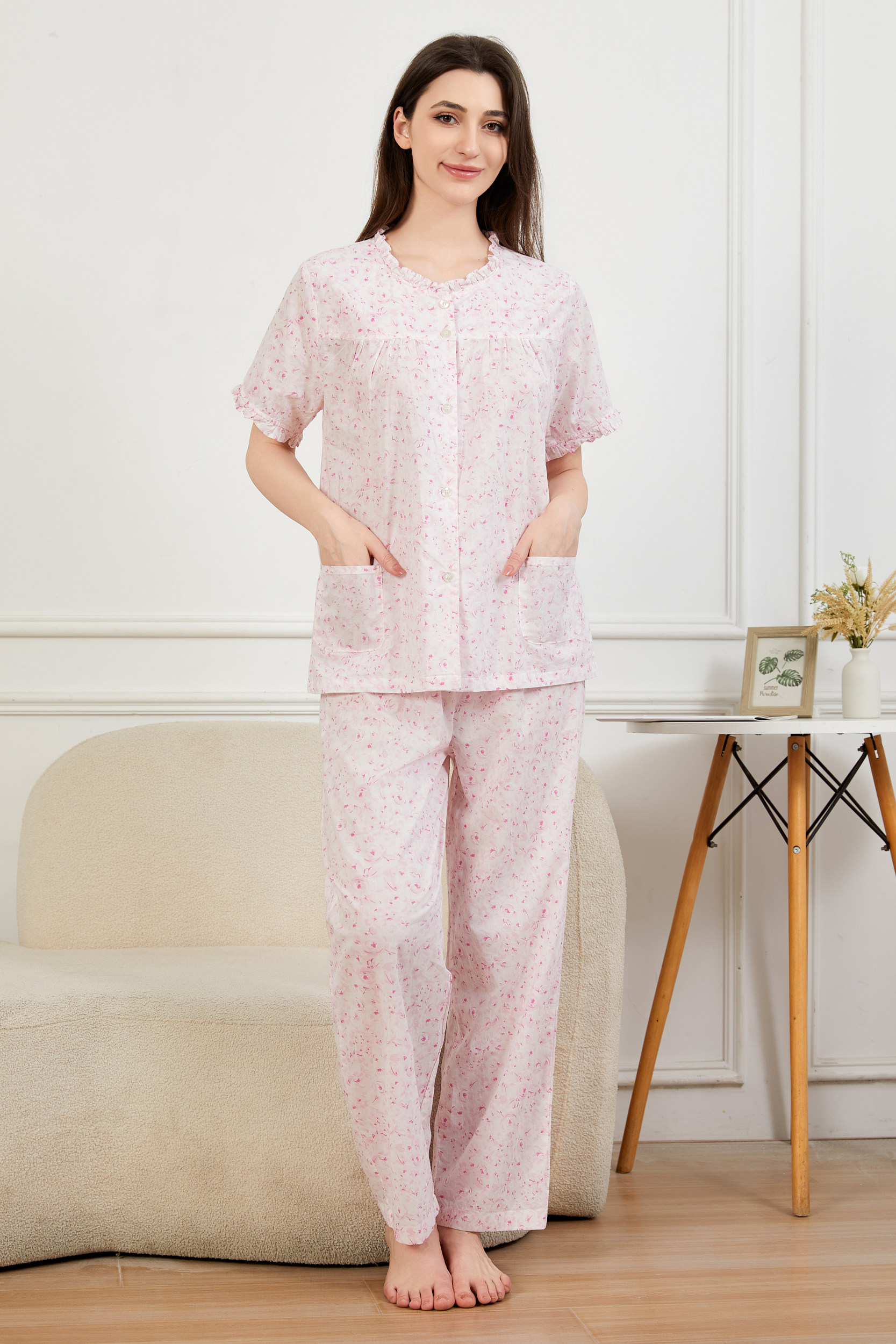 夏季超薄梭织家居服棉花堡纯棉女