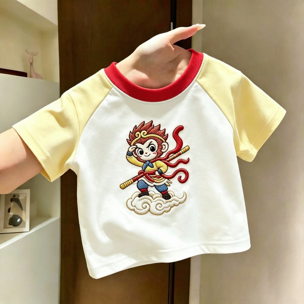 2026纯棉夏季男女孩拼接短袖新款T恤洋气印花打底t中小童韩版上衣