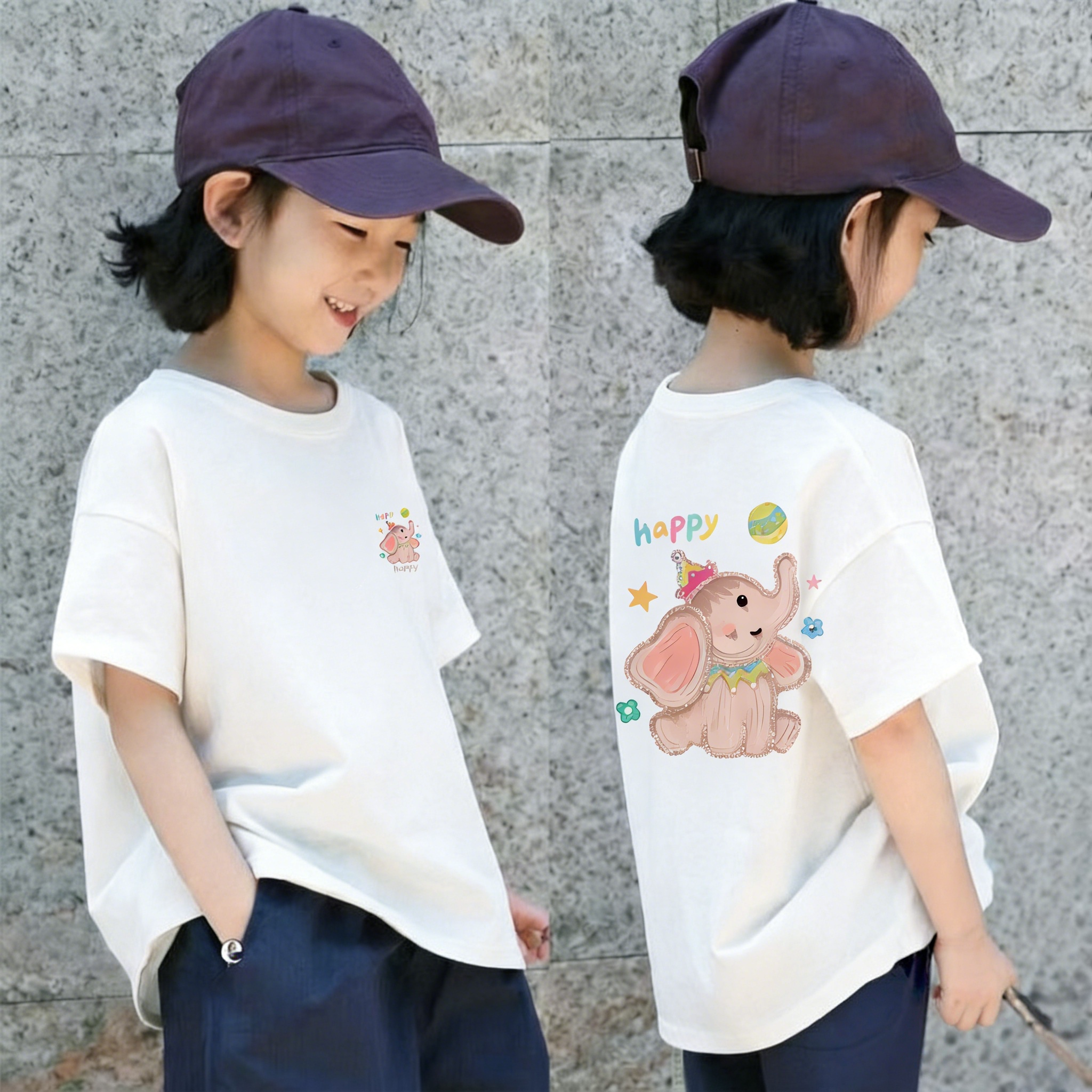 女童纯棉短袖t恤夏季新款圆领中小儿童韩版小众女宝宝清新T恤上衣