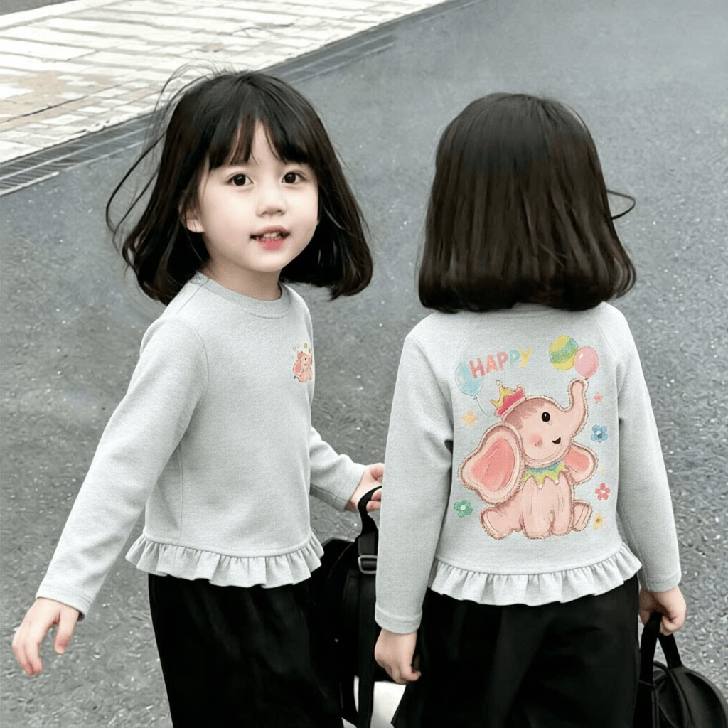 2026新款儿童春秋季女童新款韩版卡通长袖T恤女孩子甜美体恤上衣t