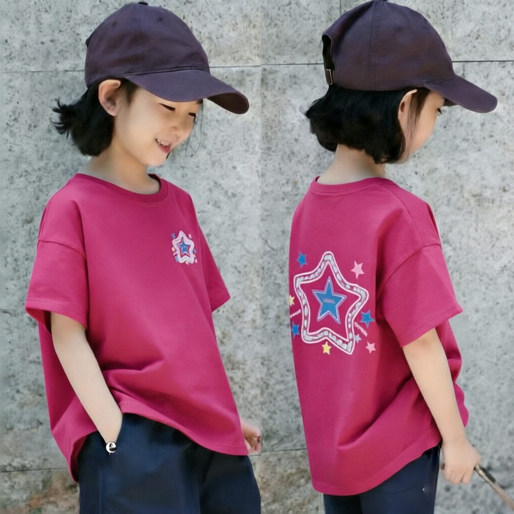 女童纯棉短袖t恤夏季新款圆领中小儿童韩版小众女宝宝纯色T恤上衣