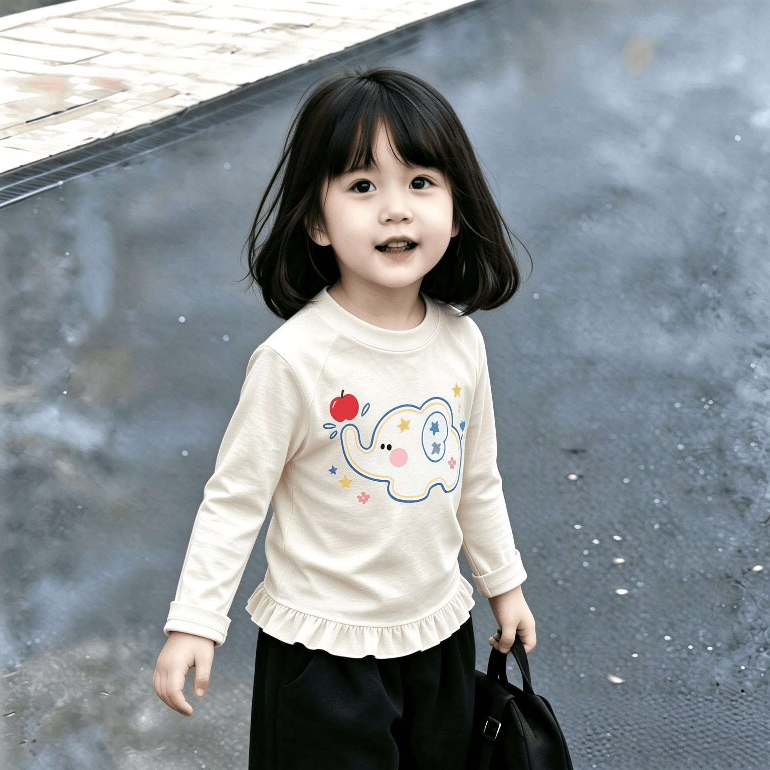 时尚童装婴幼儿长袖T恤春秋季荷叶花边新款女孩子上衣女童娃娃衫t