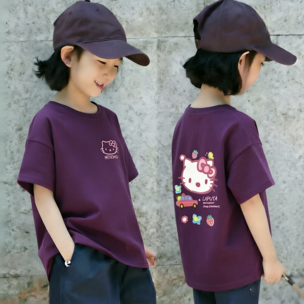 女童纯棉短袖t恤夏季新款圆领中小儿童韩版小众女宝宝印花T恤上衣