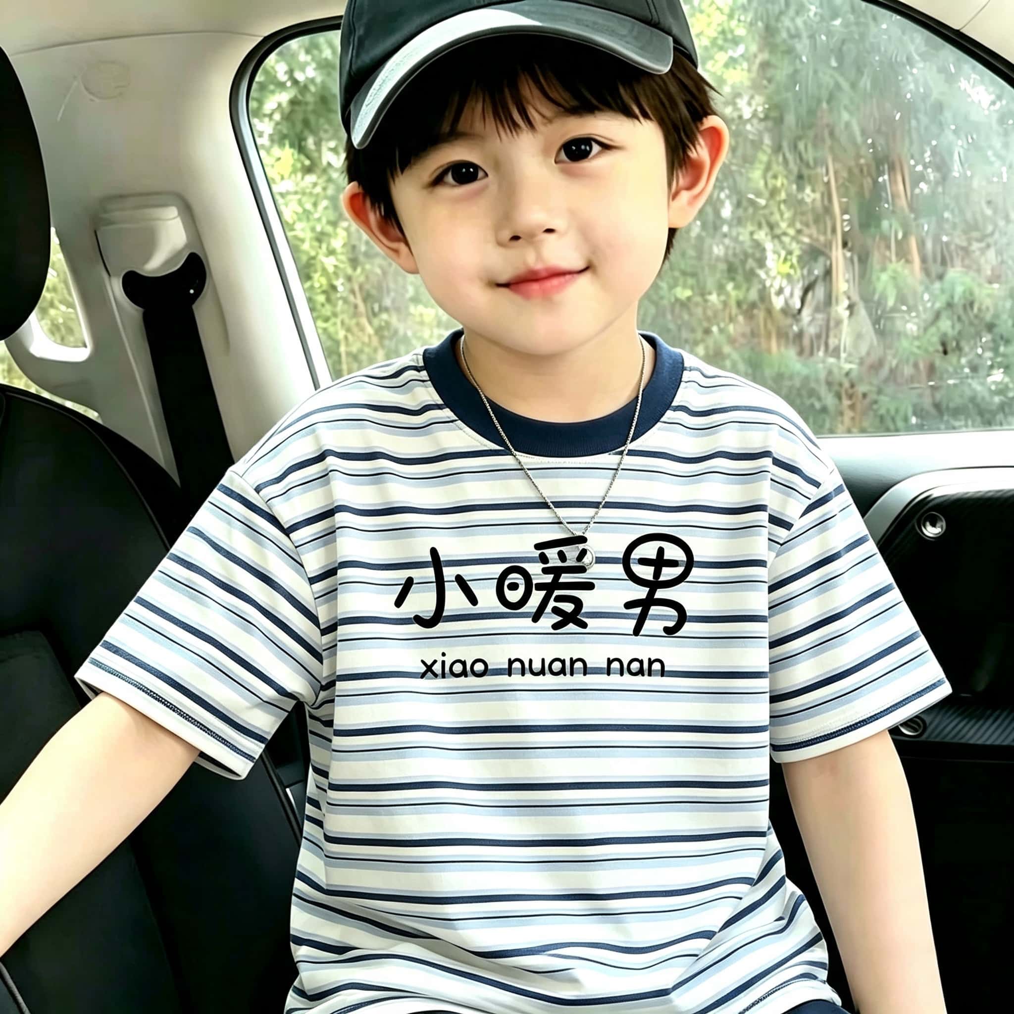 韩版新款中大童纯棉条纹短袖男童夏宽松圆领T恤透气百搭清凉上衣t