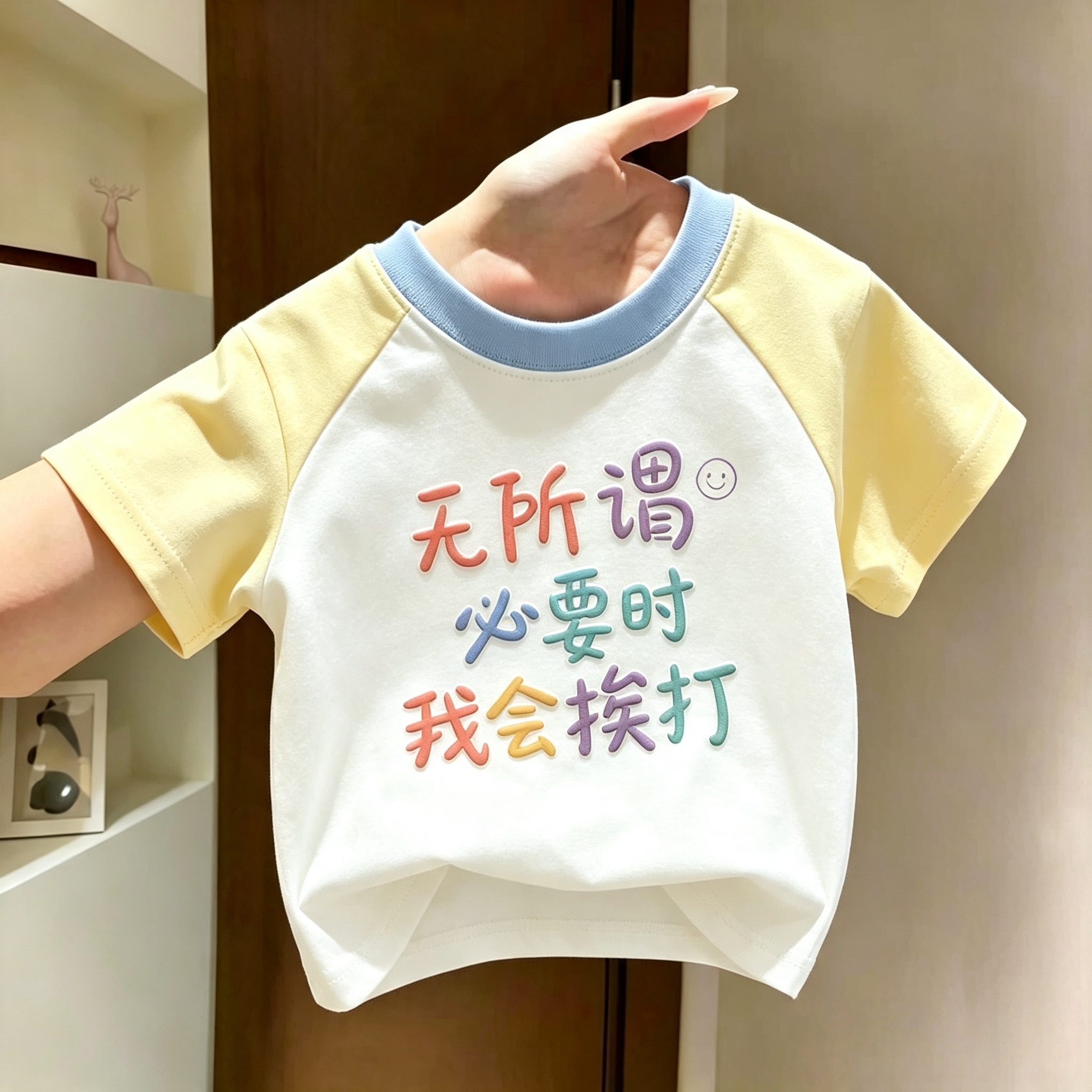 男女孩新款T恤2026纯棉夏季插肩短袖可爱打底t中小童韩版宽松上衣