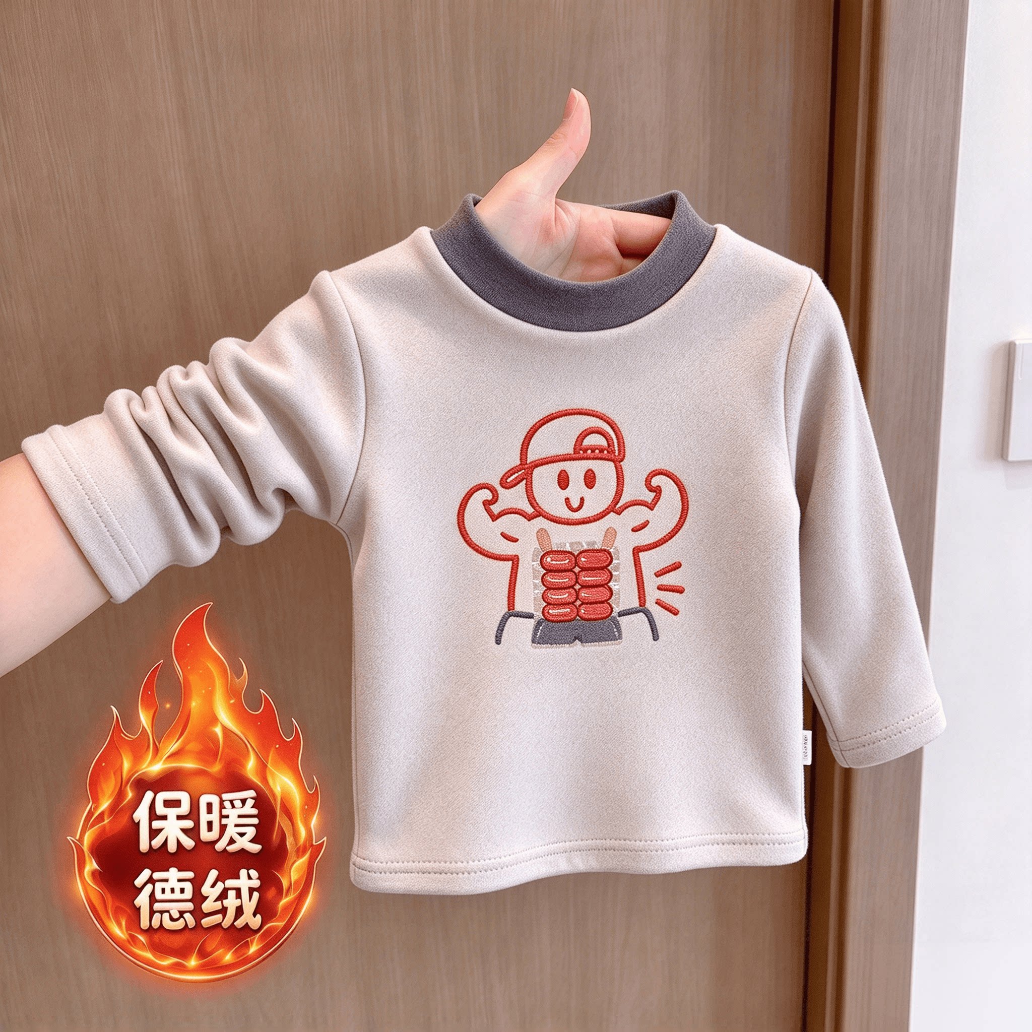 潮流男童长袖t恤秋冬内搭百搭德绒打底衫中小童儿童半高领保暖衣t