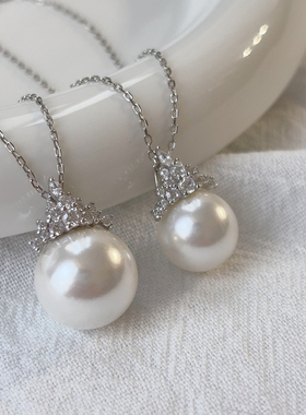 热巴同款冰雪女王澳白珍珠项链女