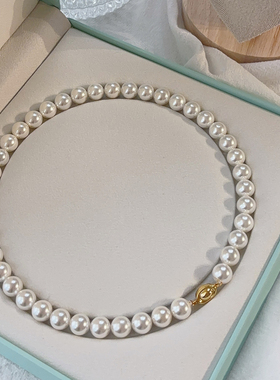 倪妮同款强光澳白珍珠项链女