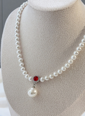 2025爆款红玉髓澳白珍珠项链女