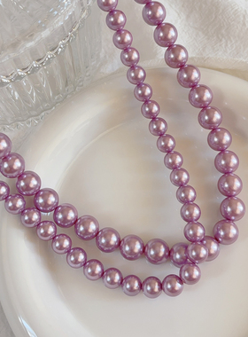 S925银紫罗兰珍珠项链女