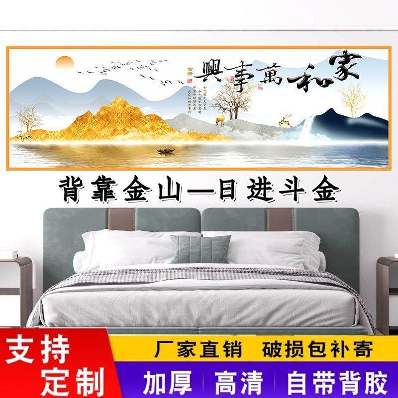 背靠金山客厅卧室床头装饰画自粘沙发电视背景墙出租屋防尘防潮贴