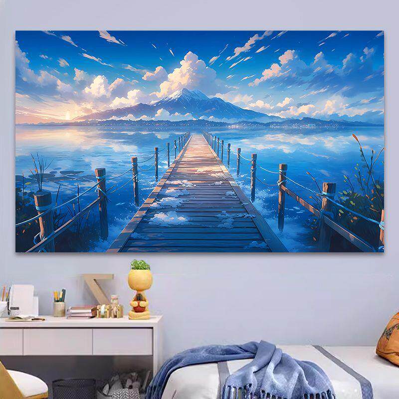 新款动漫风景二次元超大海报清新护眼墙贴卧室贴纸宿舍定制装饰画