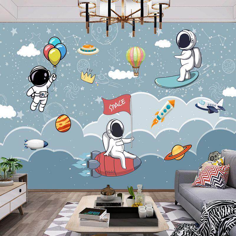 墙贴墙纸自粘宇航员壁画男孩女孩房间卧室装饰画儿童床头背景墙