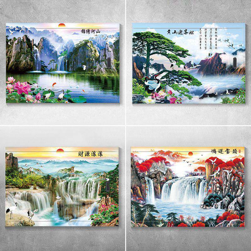 山水电表箱贴纸自粘风景壁