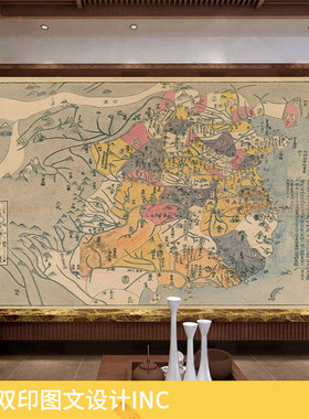 秦朝地图墙布壁画秦代36郡加越西四郡墙纸