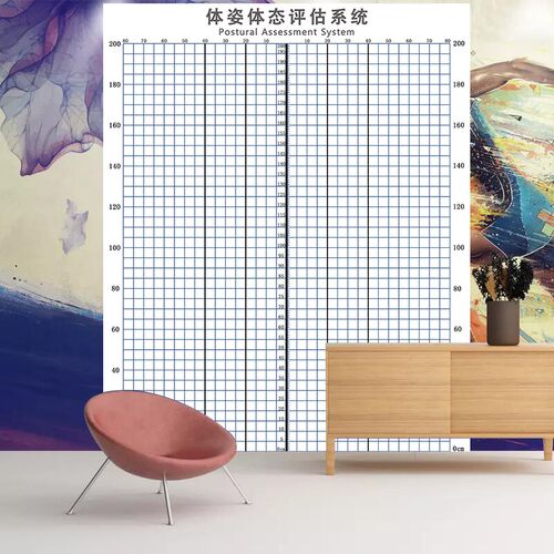 大型体态评估表背景墙纸网格壁画