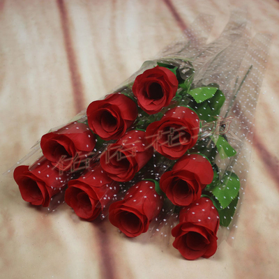 单支假玫瑰仿真婚庆花假花塑料花