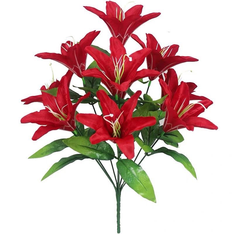 假花仿真12头百合花餐桌客厅装仿真花