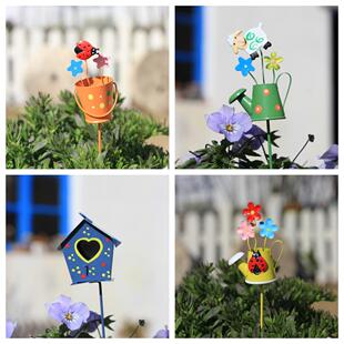 日式 饰水桶水壶 铁艺水壶花盆铁艺花插铁艺花园多肉摆件阳台庭院装