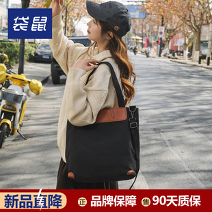 有拉链的帆布包小巧型日系高级感加厚耐磨上班通勤黑色单肩斜挎包