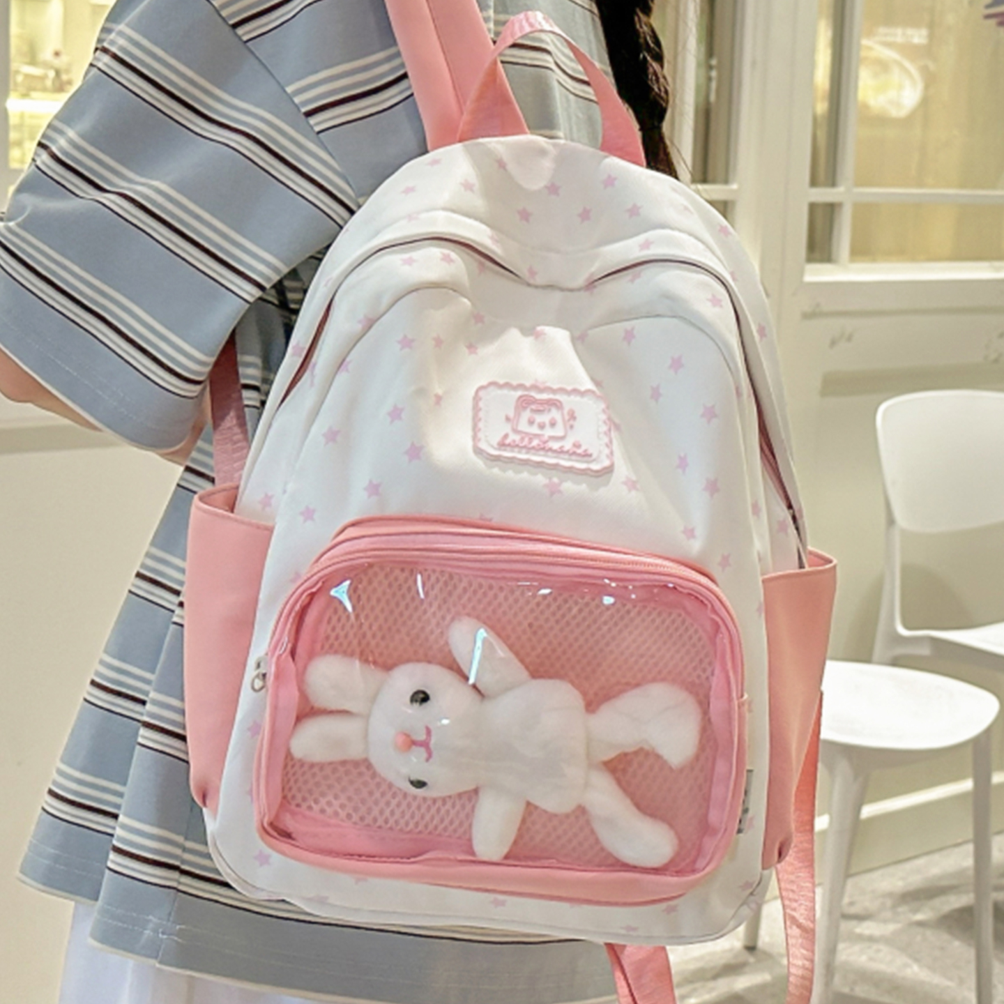 袋鼠双肩包 2025年新款书包女小学生可爱轻便 透明痛包初中生背包