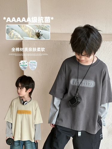 Летняя одежда, детский хлопковый лонгслив, мультяшный длинный комплект, коллекция 2023, осенняя