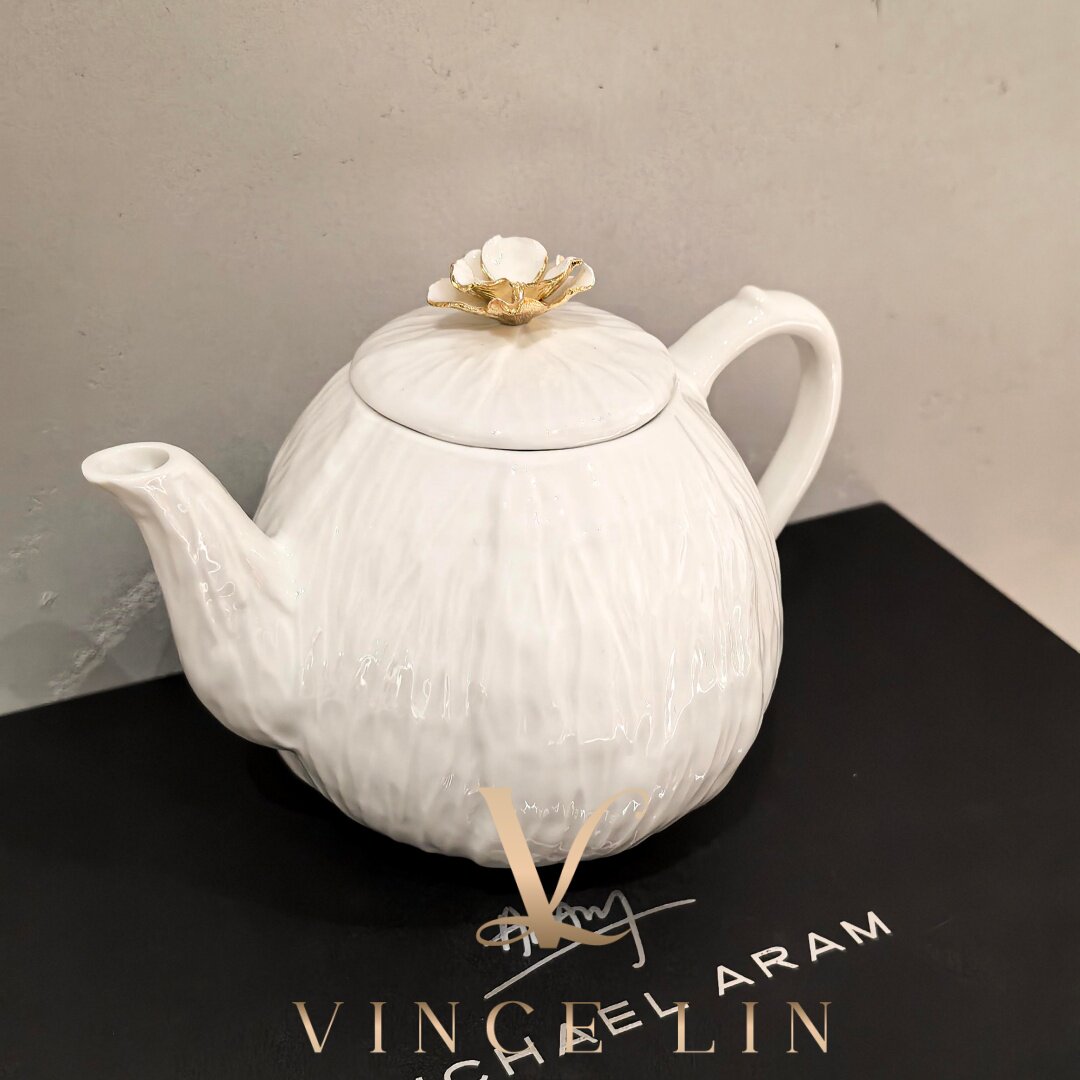 新品Michael Aram栀子花系列白色瓷下午茶咖啡壶奶壶茶壶咖啡杯