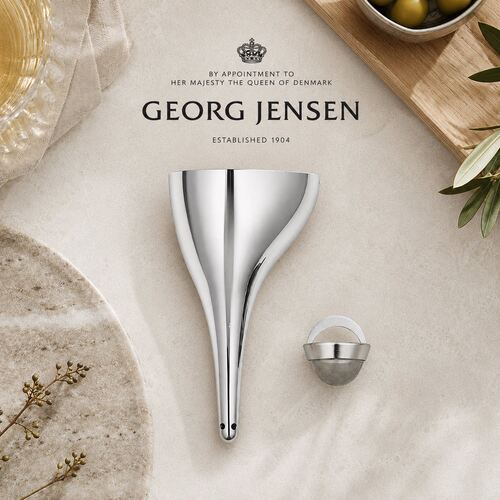 Georg Jensen乔治杰生镜面不锈钢带滤网酒漏斗引酒器酒具