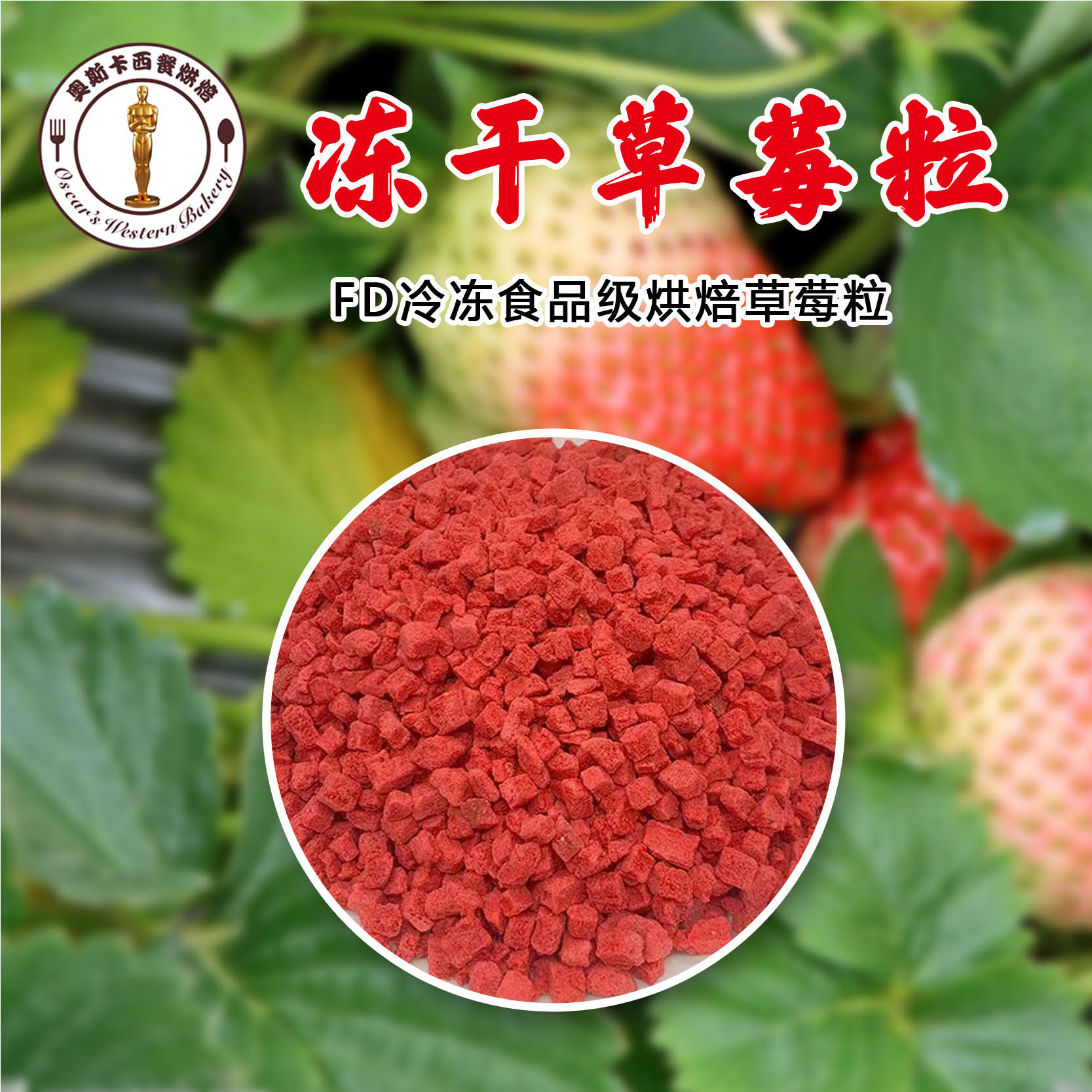 冻干草莓粒烘焙专用100g包邮