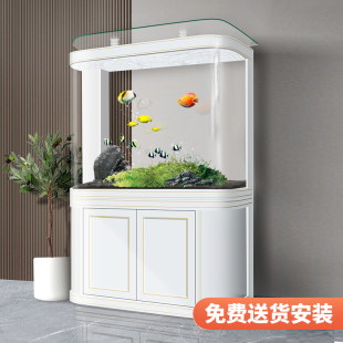 生态金鱼缸客厅落地玻璃轻奢家用中型智能底滤水族箱 新款