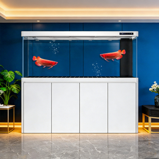 鱼缸客厅2025新款 底滤龙鱼缸家用生财办公室超白大型落地智能生态