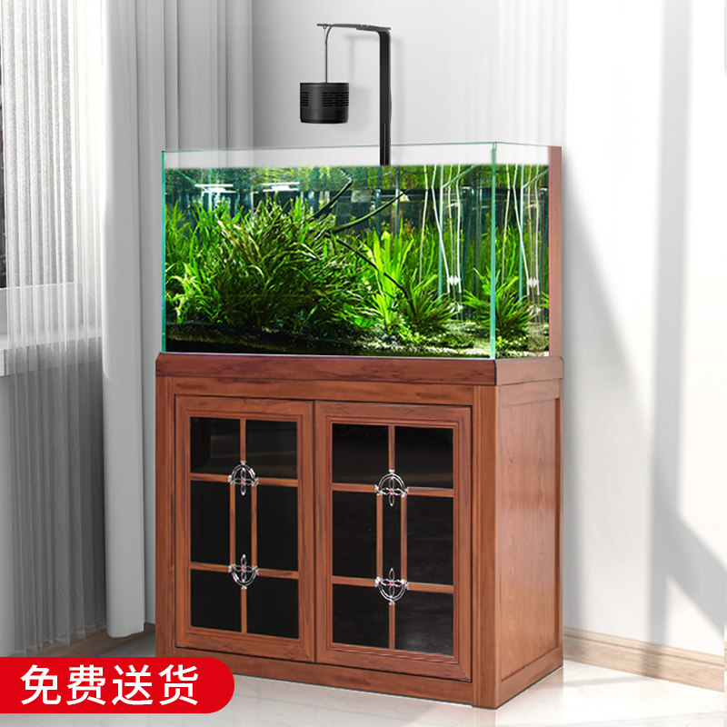水草鱼缸生态水族箱客厅家用定制超白玻璃底过滤溪流缸新款