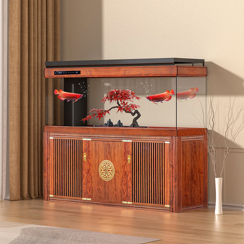 鱼缸客厅2025新款中式家用大型办公室落地超白隔断屏风底滤免换水