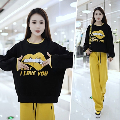 时尚韩系宽松印花卫衣女春秋款