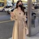 高级感韩系休闲风衣外套女春秋新款 过膝大衣 双排扣洋气收腰中长款