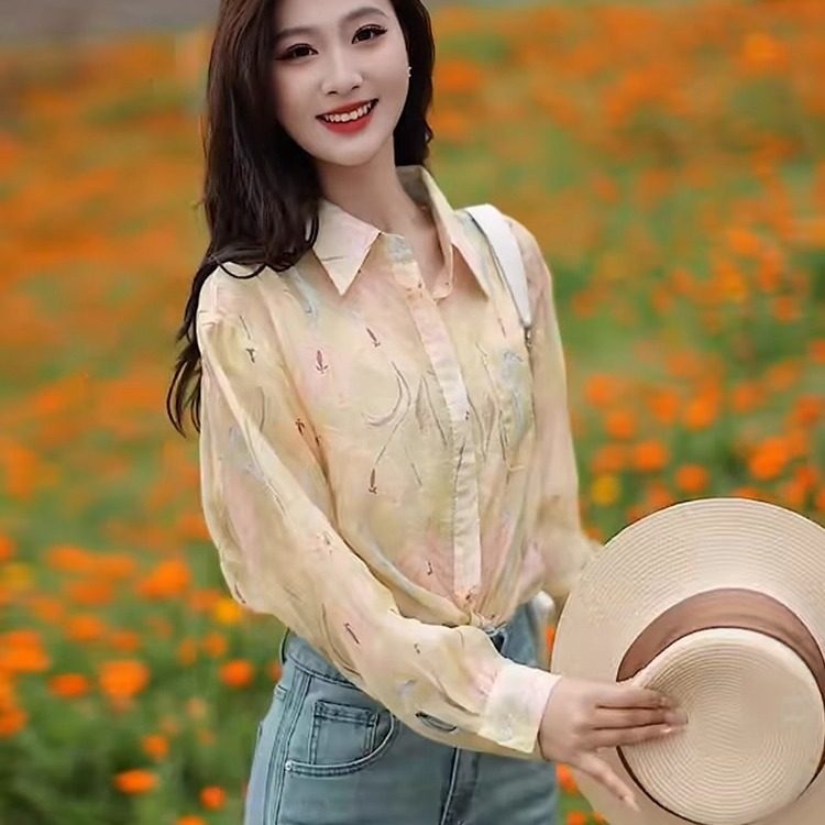 时尚碎花衬衫女士夏季新款