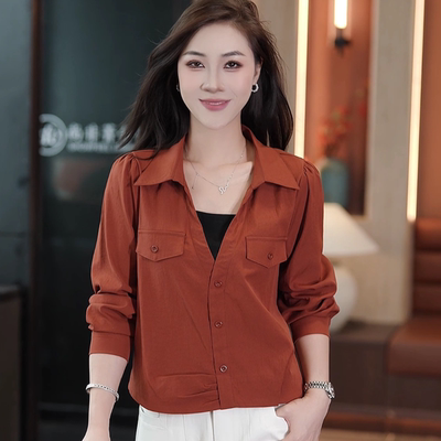 时尚休闲假两件衬衫女2025秋新款