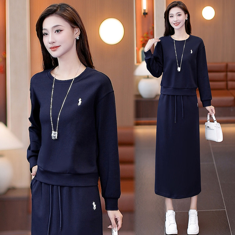时尚休闲套装裙女2025秋季新款洋气显瘦圆领卫衣半身裙运动两件套
