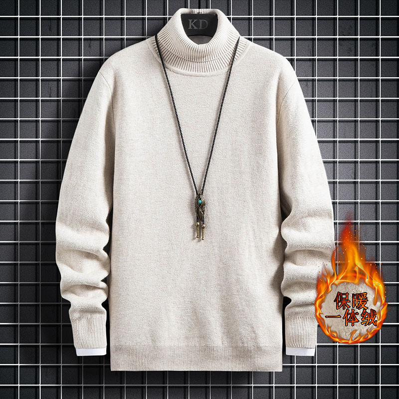 Men's Plush trend spring and winter new youth versatile knitwear one piece cashmere sweater men's wear