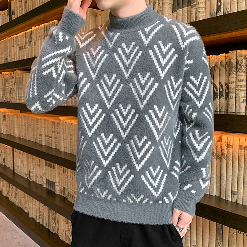 Sweater men's autumn and winter Korean fashion t-shirt men's handsome personality line clothes