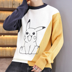 Cartoon T-shirt sweater new style loose fashion T-neck Pullover Hong Kong style long sleeve top in autumn and winter