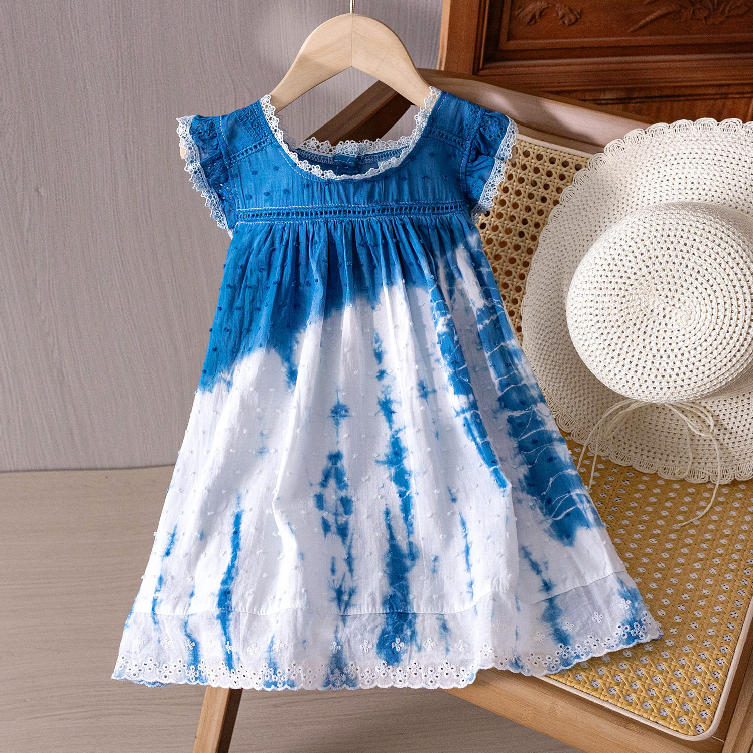 特价云南手工植物扎染女童洋气蕾丝背心裙新款韩版公主裙蓝染童裙,童装/婴儿装/亲子装,连衣裙,淘宝优惠券,粉丝福利购,淘宝优惠卷