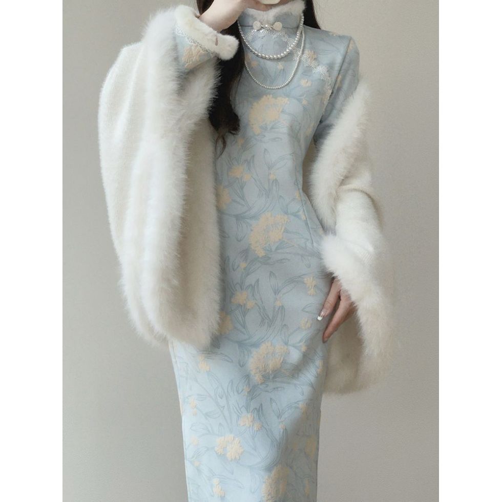 旗袍2025新款新中式改良日常气质连衣裙秋冬加绒年轻款连衣裙